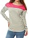 Allegra K Women Long Sleeves Round Neck Stripes Stretch T-Shirt Black M