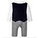 AJia Gentleman Style Baby Boys Romper&MAGA&Bowtie 3 Pieces Clothes Suit 2 Color (80(6-12 Month), Blue)