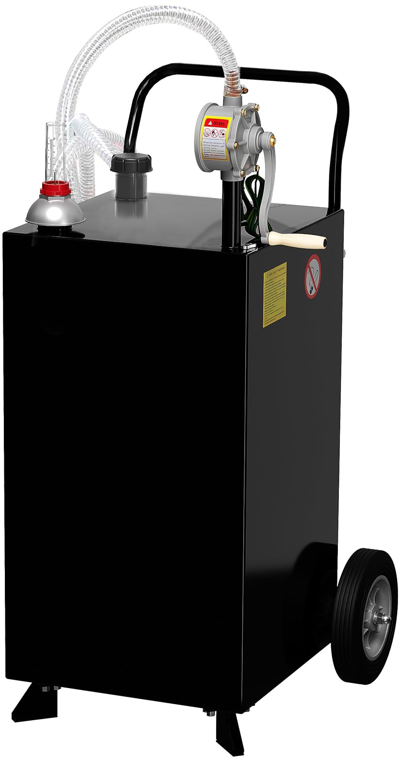 Photo 1 of 40 Gallon Fuel Caddy,Fuel Storage Tank with Manual Transfer Pump,Gasoline Diesel Fuel Container for Cars, Lawn Mowers, ATVs, Boats, More, Black