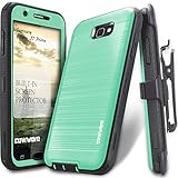 Samsung Galaxy J7 2017/ J7 Prime/J7 Sky Pro/J7 Perx/J7 V 2017 Case, COVRWARE [Iron Tank] Built-in [Screen Protector] Full-Body Rugged Holster Armor [Brushed Metal Texture][Belt Clip][Kickstand], Teal