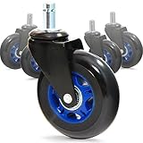 RevoSmooth Soft Rubber Office Chair Wheels Casters Replacement Rollerblade Style - For Hardwood Floor, Carpet, Gaming Caster Wheel (Set of 5)