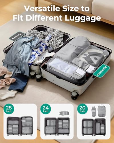 BAGSMART 6 Set Compression Packing Cubes, Lightweight Vacation Travel Essentials, Travel Accessories for Suitcase Organizer Bags Set, Durable Luggage Organizer Travel Bags