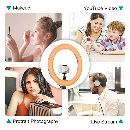 MOUNTDOG 18'' Ring Light with 79'' Light Stand, Bluetooth Dimmable LED Ring Light with 360° Rotatable Phone Holder, Carrying Bag for YouTube, Lighting Portrait, Video Shooting, Make Up - Thumbnail 5