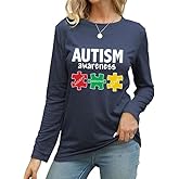 Autism Awareness Shirt for Women Long Sleeve Accept Understand Love Be Kind Graphic Shirt Autism Month Tops