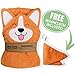 Baby Aves Premium Hooded Baby Towel, Rayon Made from Bamboo, Free Washcloth, Registry Gift, 35x35 for Newborns, Infants, Toddlers & Kids, for Boys & Girls at Bath, Pool & Beach (Orange)