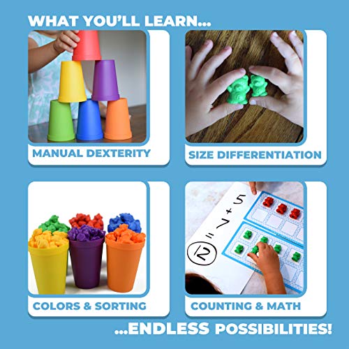 image for Tina's Toy Company Rainbow Counting Bears Color Sorting Toys for Toddl