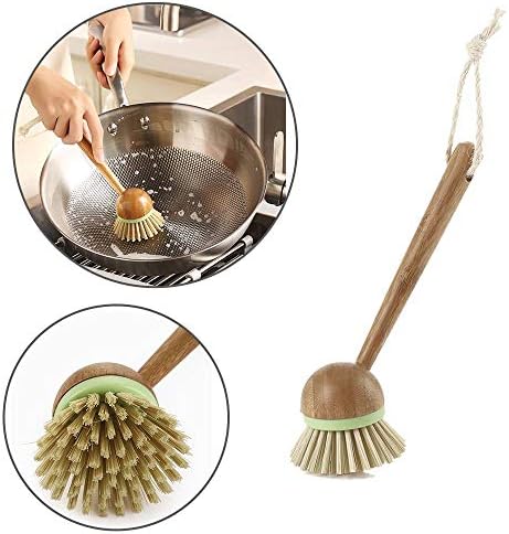 SUHE Wooden Dish Brush Washing Up Brush Traditional Wood Scrubbing Pot Brush (Color : Wood Brown)