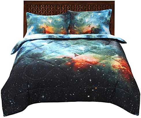 Enjohos 3pcs Cool Galaxy Bedding Set For Kids 3d Universe Space Comforter Sets Full Size Super Soft Starry Sky Bedding Gift For Boys And Girls 1comforter 2 Pillow Shams Buy Online At