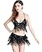ZLTdream Women's Belly Dance Costume Bra Top with Chest & Hip Scarf with Fringe