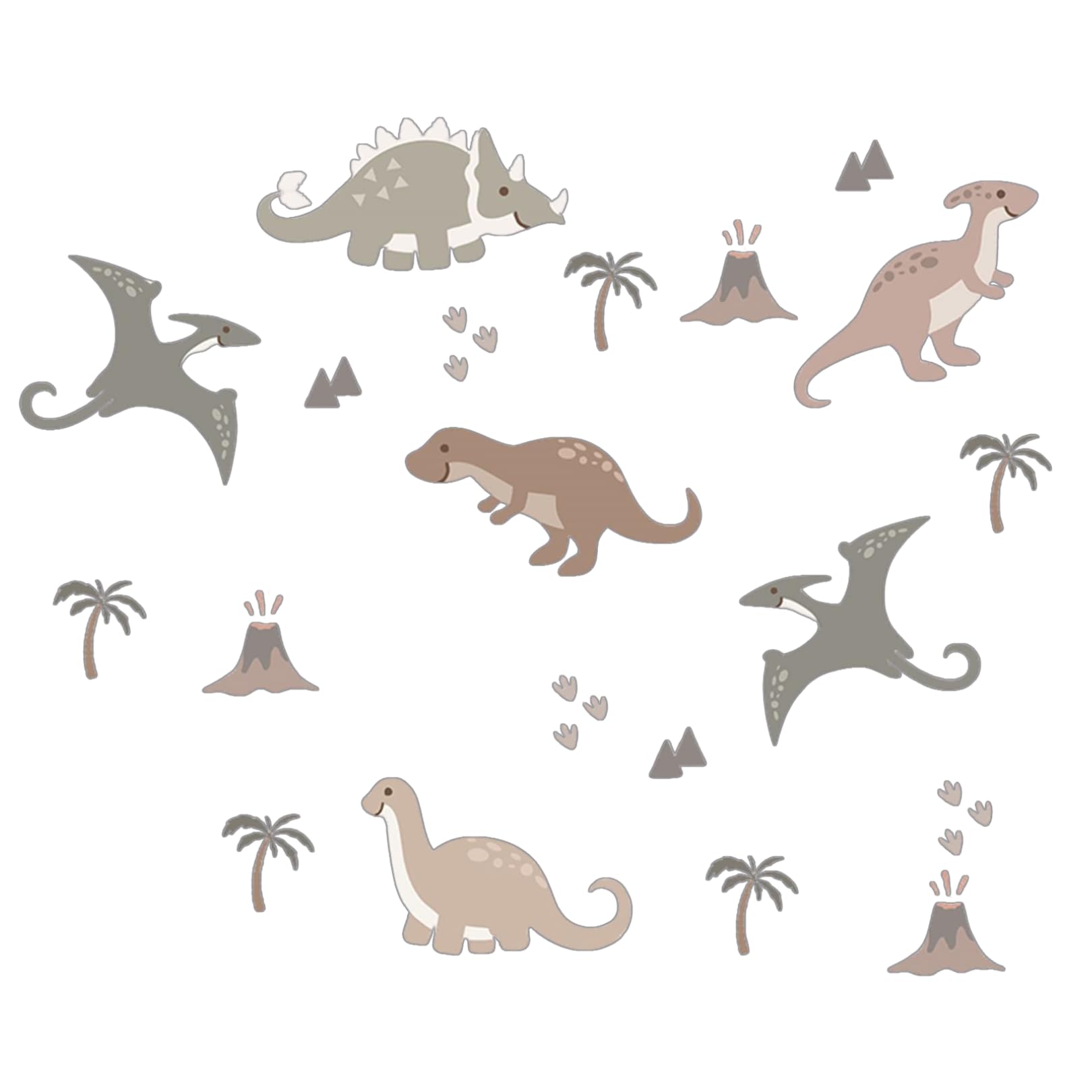 HNTR® Dinosaur Wall Stickers for Kids | Removable Dinosaur Nursery Stickers with Paw Prints, Volcanoes & Trees | Peel & Stick Vinyl Wall Art for Boys’ Room, Nursery Wall Decor & Baby Bedroom