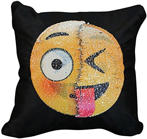 Ehonestbuy Reversible Sequin Pillow Case - Emoji Two Face Throw Cushion Cover Zippered Square Decorative Pillowcase for Sofa Home Decor DIY (Daze + Naughty)