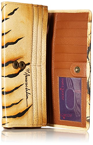 Anuschka Hand Painted Rfid Blocking Accordion Flap Wallet | Wild Tiger