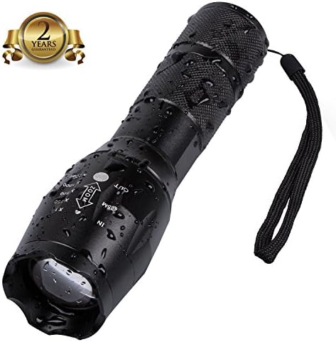LED Flashlight Rechargeable Flashlight and Tactical Flashlight ，Zoomable Adjustable Focus 5 Light Modes Water Resistant Torch Flashlight (Small)