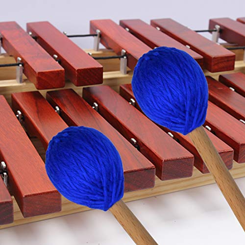 Yolyoo Medium Hard Yarn Head Keyboard Marimba Mallets with Maple Handles,Pack of 2 Blue (Blue) - Thumbnail 4