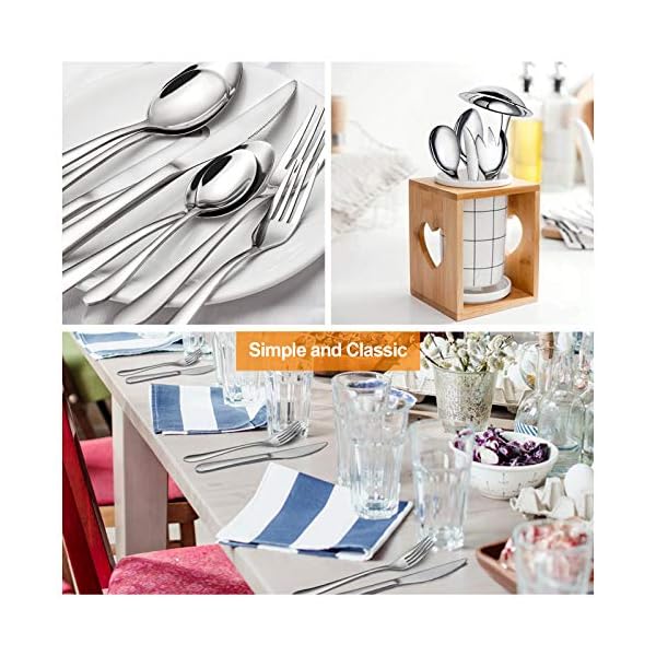 72-Piece Cutlery Set with Serving Utensils, Elegant Life Stainless Steel Flatware Silverware Set for 12, Tableware Eating Utensils, Dishwasher Safe
