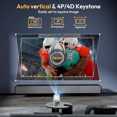 [2026 Upgraded & Android 14.0] Mini Projector Native 720P HD, Supports 4K 1080P, XGODY Gimbal 3 Pro Portable Projector 12000 Lumen, WiFi 6, Bluetooth, Auto Keystone, Video Projector for Home Cinema