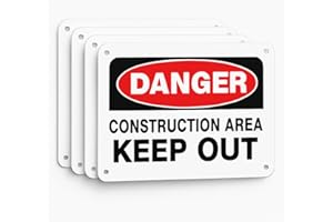 DXYIZUS SIGNS Constructicn Area Keep Out Signs, Danger Do Not Enter Sign Metal Danger Sign 10x14 Inch Rust Free Aluminum UV Printed Easy to Mount Weather Resistant Long Lasting Ink (4-Pack)…