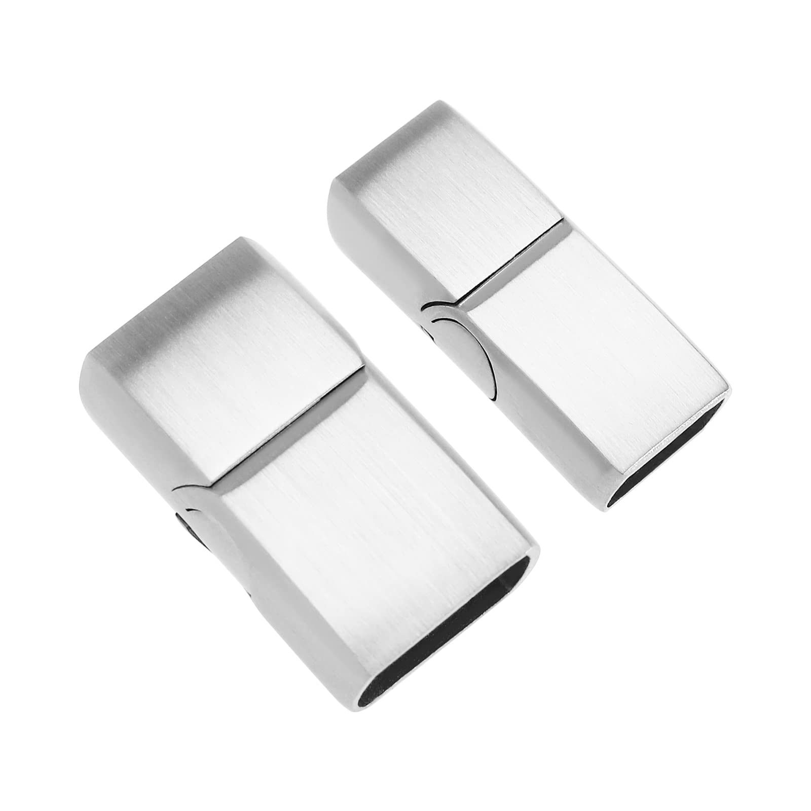 VGOL 2PCS Magnetic Bracelet Clasps Rectangle Cord End Caps Stainless Steel Closure Buckle for Bracelet Jewelry Making Hole Size 12x6mm 8x5mm Silver
