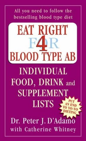 Eat Right for Blood Type Ab : Individual Food, Drink and Supplement Lists