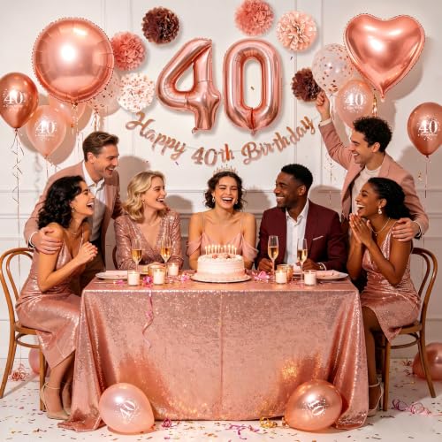 40th Birthday Decoration Rose Gold, 40th Birthday Balloons Woman | 40th Birthday Garlands, Balloons 40th Birthday, Party 40th Birthday Decoration Confetti for Decoration Birthday 40 Women