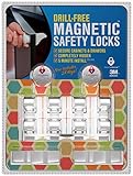 Drill Free Magnetic Cabinet & Drawer Locks: 8 Locks+2 Keys - Comes With Amazon A to Z Guarantee - Uses Super Strength 3M Adhesive For Baby Proofing - 5 Minute “No Tools” Installation