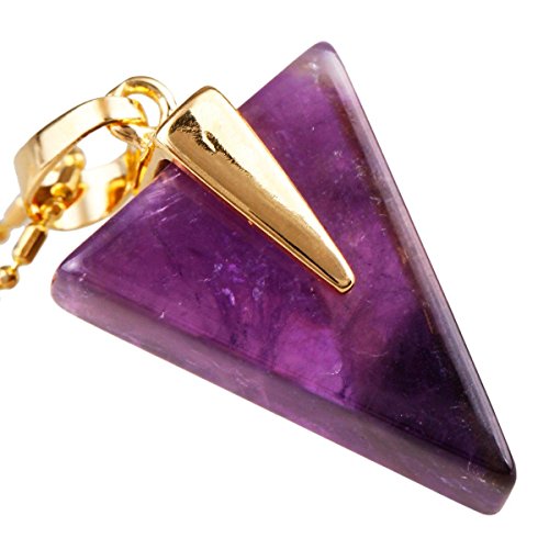 SUNYIK Amethyst Quartz Triangle Point Pendant for Necklace(Gold Plated)