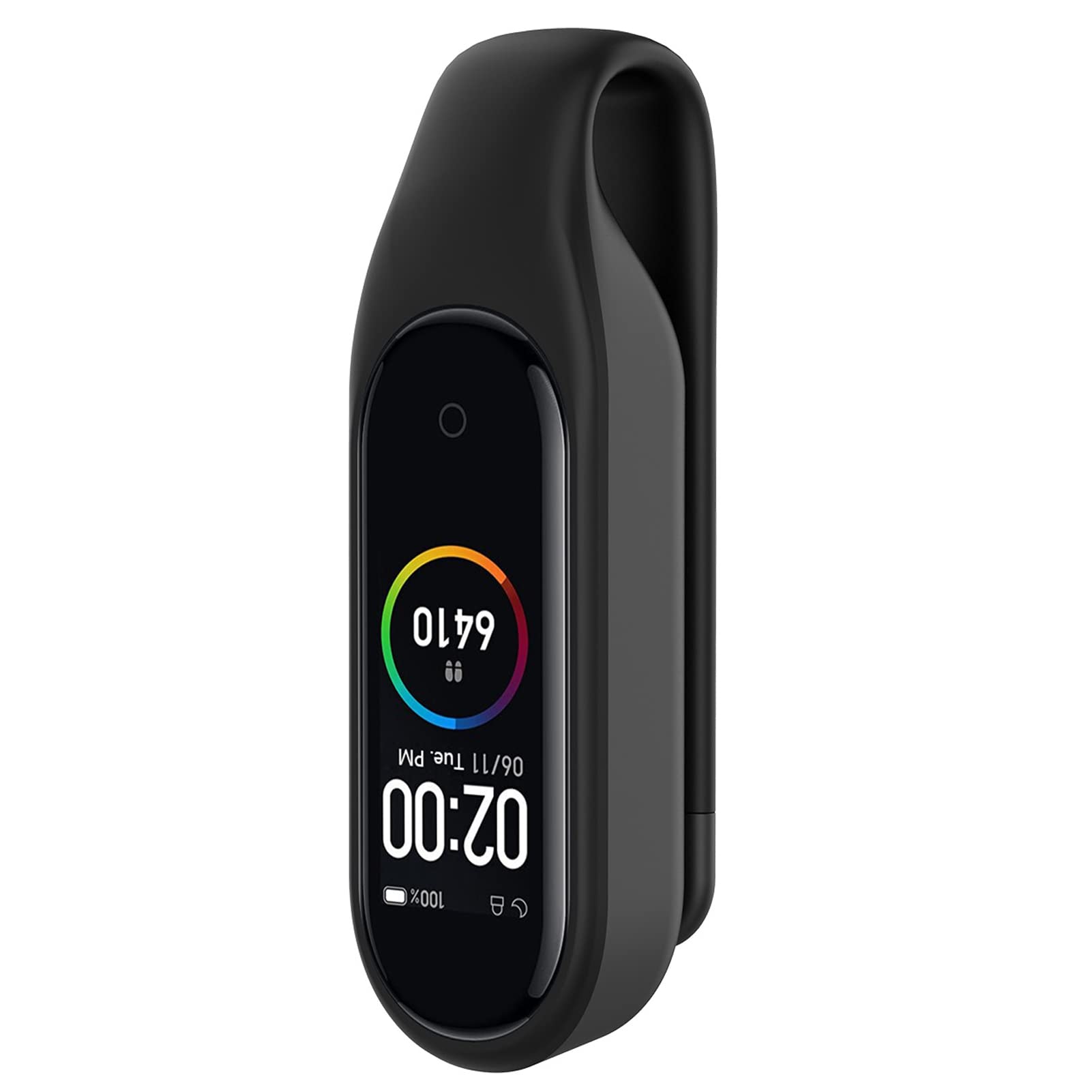 Photo 1 of MOTONG Compatible with Xiaomi MI Band 7 Clamp - Silicone + Steel Protective Case Cover Clamp Clip Compatible with Xiaomi MI Band 7/6/5/4(Black)
