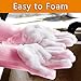 ThxToms Dishwashing Gloves, Pair of Rubber Scrubbing Gloves for Dishes, Wash Cleaning Gloves with Sponge Scrubbers for Kitchen, Bathroom and Car (Pink)