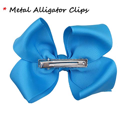 JOYOYO 40Pcs 4.5" Hair Bows Alligator Clips Grosgrain Ribbon Big Bows Clips For Girls Toddlers Kids Children 20 Colors In Pairs