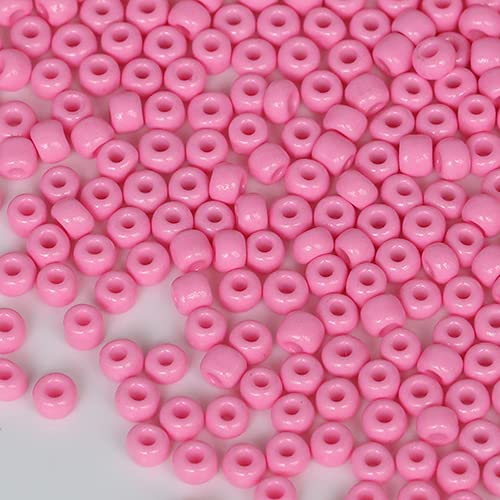 Tibaoffy Pink Beads Size 6/0 Crafts Glass Seed Beads 4mm for Jewelry Making (Total About 100g About 1200pcs)