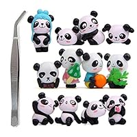 Wgxyihai Exquisite Cake Ornament Panda Cupcake Topper, Panda Theme Party Decorations Panda Animal Figurines Set with 12Pcs Cute Panda Toys for Cake Office Decoration