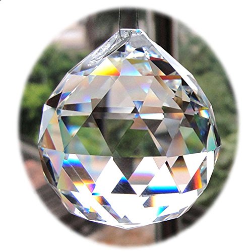 Oun Nana Clear 50mm Glass Crystal Ball Prism Pendant Faceted Chandelier Crystal Parts Hanging Pendant Lighting Ball Suncatcher Wedding Home DÃ©cor