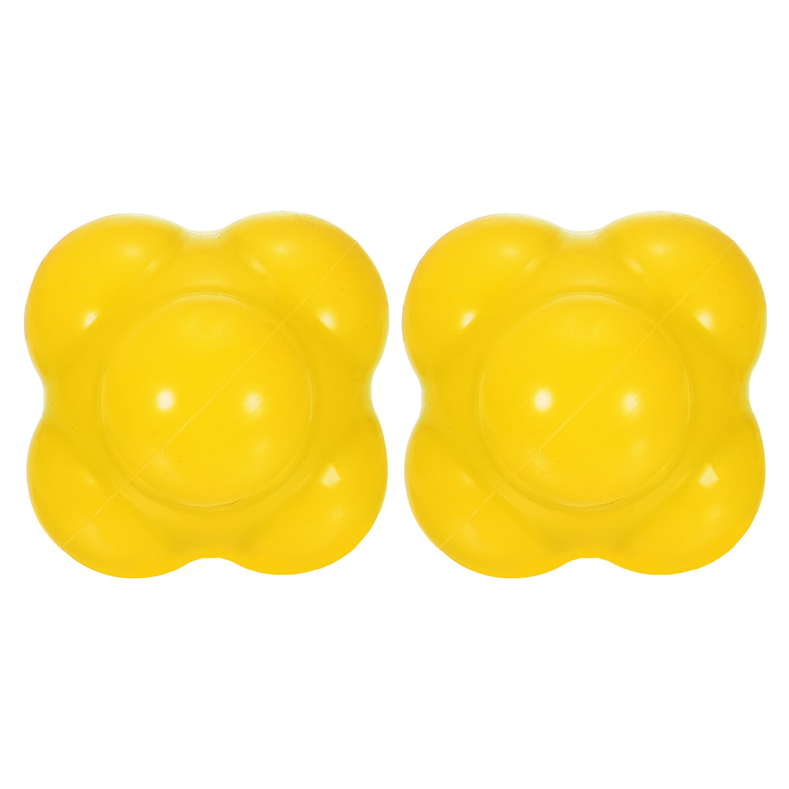 M METERXITY 2 Pack Bounce Reaction Balls - Coordination Training Ball, Wear-resistant Silicone, Apply to Tennis/Softball/Badminton Training (57 x 57mm, Yellow)