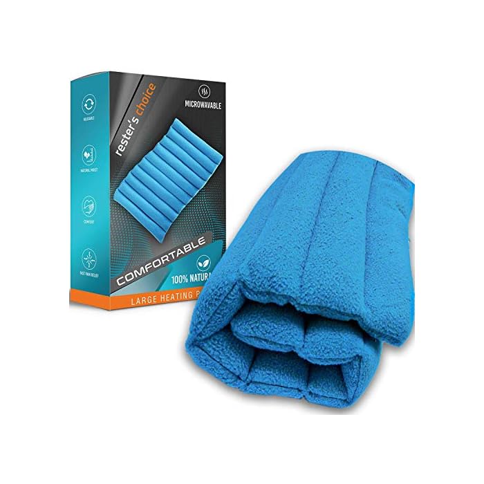 All-Natural Large Heating Portable Pad - 13"x22", Microwavable - Clay Beads, Cordless- for Stiff Joint, Sore Muscle Pain Relief-Moist Hot + Cold Therapy for Neck, Back, Leg, Arm, Joint Pain