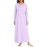 Latuza Women's Long Sleeve Nightgown Cotton Sleeping Gown