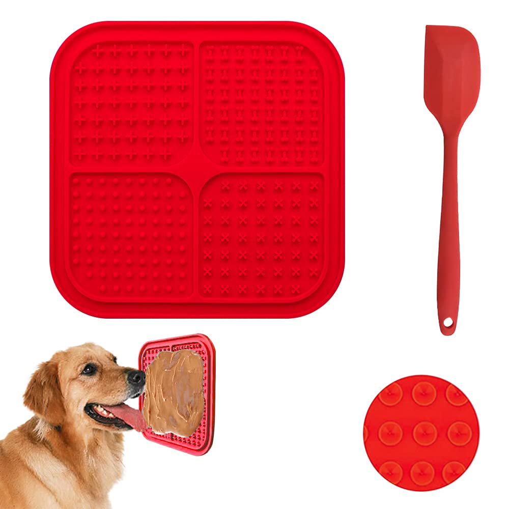 1 pcs Dog Lick Mat，Super Suction Dog Lick Pads，for Dog Bathing, Grooming, Nail Clipping and Training（red）.