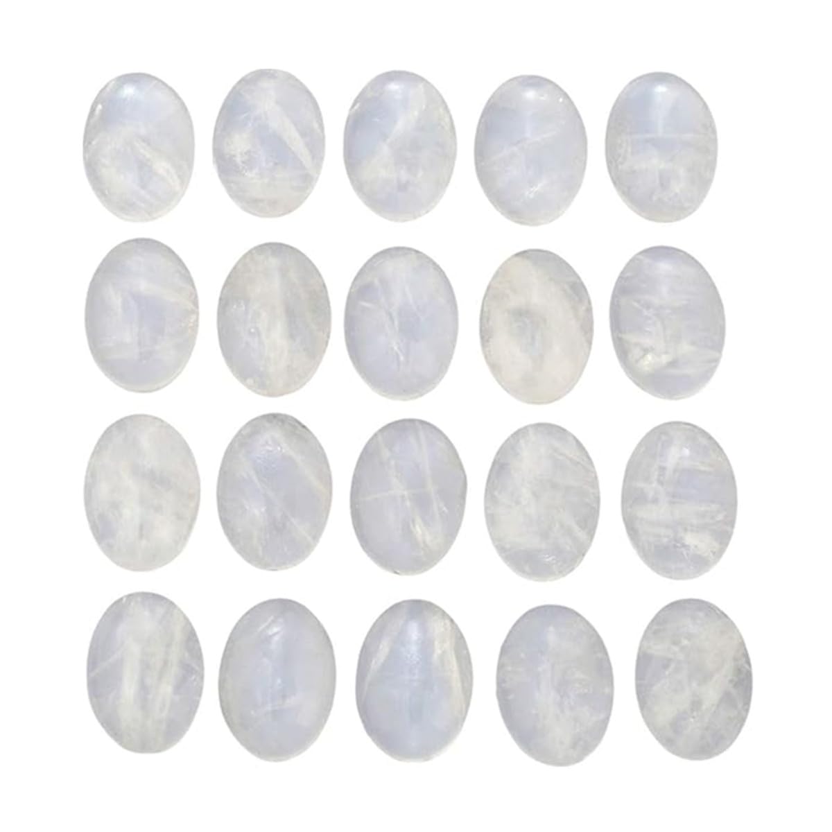 mookaitedecor 10pcs 22x30mm Natural Clear Quartz Crystal Cabochons for Jewellery Making Crafting, White Oval Cabochons Flat Back Stones Beads Healing Crystal Cabs for DIY Pendant & Earrings Making