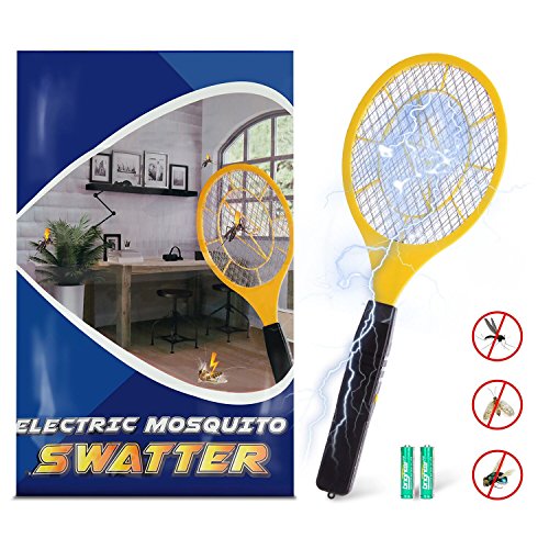 Bug zapper- Electric Fly Swatter ，handheld Insect Fly Killer, Mosquito Zapper against Flies,Bugs,Bees and Other Pest,Unique 3-Layer Safety Mesh Safe to Touch for Indoor and Outdoor Pest Control