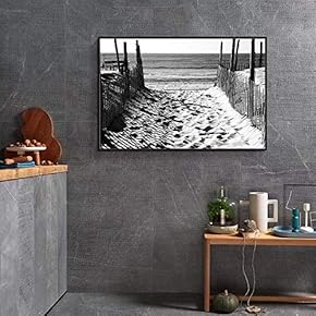 Floating Framed Canvas Wall Art for Living Room, Bedroom Black and White Landscape Canvas Prints for Home Decoration Ready to Hang - 16x24 inches
