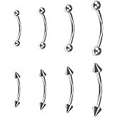 BLISI G23 Solid Titanium Eyebrow Piercing Jewelry, Gokd Black Rose Gold Silver Pink Rainbow Eyebrow Rings 16G Curved Barbell,Tiny Vertical Labret Lip Jewelry Rook Piercing Jewelry for Women and Men