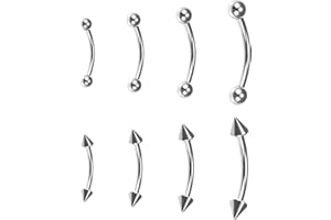 BLISI G23 Solid Titanium Eyebrow Piercing Jewelry, Gokd Black Rose Gold Silver Pink Rainbow Eyebrow Rings 16G Curved Barbell,Tiny Vertical Labret Lip Jewelry Rook Piercing Jewelry for Women and Men