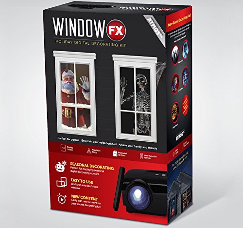 Windowfx Atmos Digital Projector Decorating Kit Includes Pre-loaded Halloween and Christmas Images, Digital Projector, Tripod, Remote Control and Standard Window Projection Material.