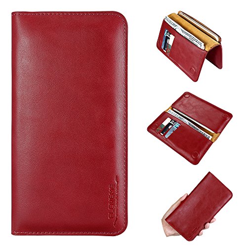 Floveme handmade genuine leather slim wallet case cover…