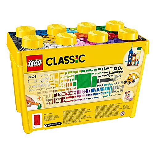 LEGO Classic Große Bausteine-Box, Konstruktionsspielzeug für Mädchen und Jungen mit Aufbewahrungsbox, enthält bunte LEGO Steine, Reifen, Türen, etc. in 33 Farben, Geschenk für Kinder ab 4 Jahren 10698 – Bild 7