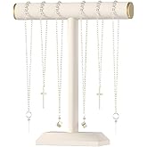 Julysky T-Bar Necklace Holder Stand,Necklace Display Stand for Selling,Necklace Organizer for Women,Necklace and Bracelet Hanger,Jewelry Stand,Necklace Storage Stand,Necklace Tree๏ผBeige๏ผ
