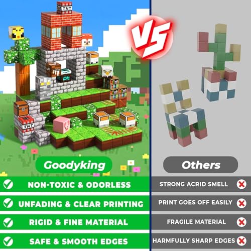 Goody King Magnetic Building Blocks for Children 200 Pieces – Magnetic Blocks with Prairie Theme – Animals and Rivers – Magnetic Building Blocks Montessori Toys – STEM Gifts for Children 3-9 Years