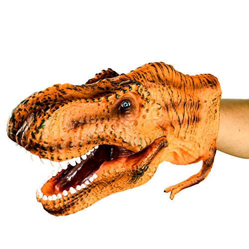 DLseego Dinosaur Hand Puppets Toys Soft Rubber Realistic Spines Dragon Role Play Toy for Kids and Adult-Tyrannosaurus - Thumbnail 7