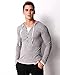 MODCHOK Men's Long Sleeve Printed Hoodie Shirts Polyester V Neck Button Tee Tops Light Gray S