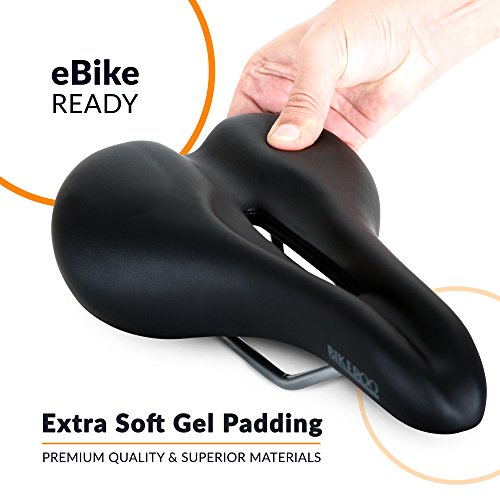 Most Comfortable Bicycle Seat for Men with Gel - Bikeroo Bike Saddle With Soft Cushion - Provides Great Comfort for Mountain Bike, MTB Road Bicycle, Fixed Gear, Touring and Indoor Cycling