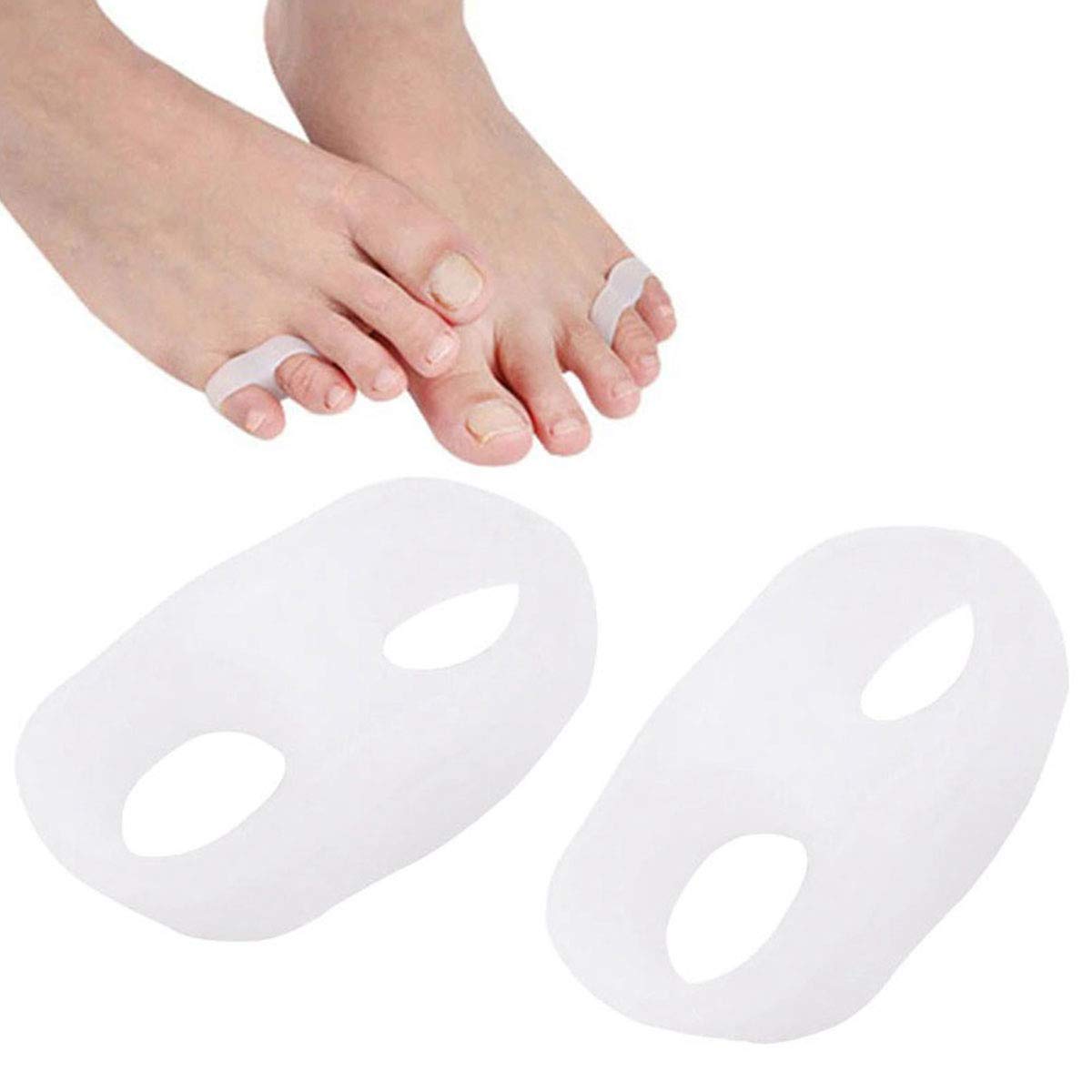 PEDIMEND Soft Silicone Small Toe 2 Holes Separator 1 pair - For Tailor's Bunions, Hammer Toe, Overlapping Toes, Corns, Blister and Cramping